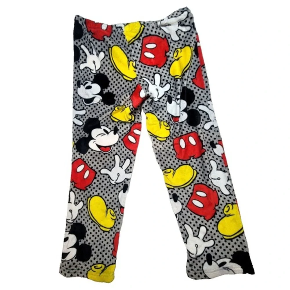 Disney Mickey Mouse Womens Pajama Pants Large Fleece Lounge Sleepwear Drawstring - Picture 3 of 13